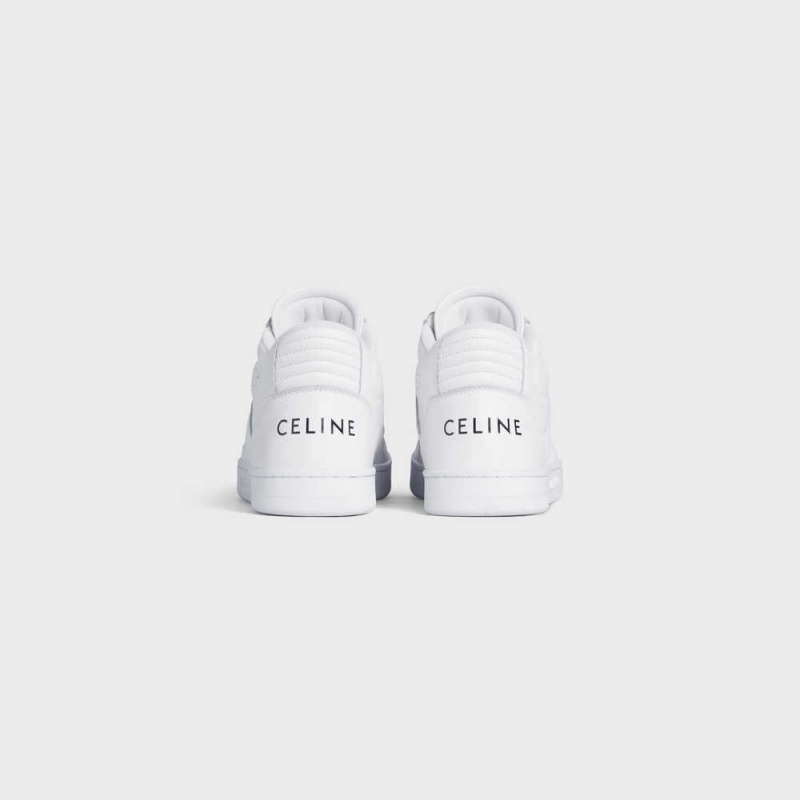 Celine C02 TRAINER MID WITH SCRATCH in CALFSKIN Sneakers Optic White | CL-592544