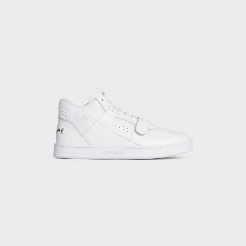 Celine C02 TRAINER MID WITH SCRATCH in CALFSKIN Sneakers Optic White | CL-592544