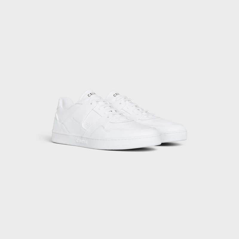 Celine C04 TRAINER LOW LACE-UP in CALFSKIN Sneakers Optic White | CL-591906