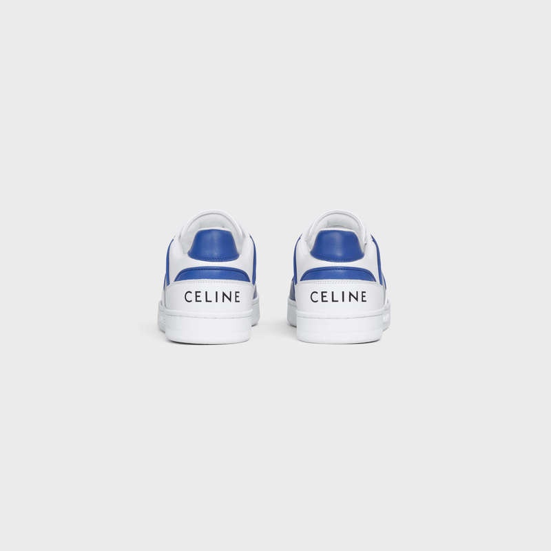 Celine C04 TRAINER LOW LACE-UP in CALFSKIN Sneakers Optic White/Blue | CL-591905