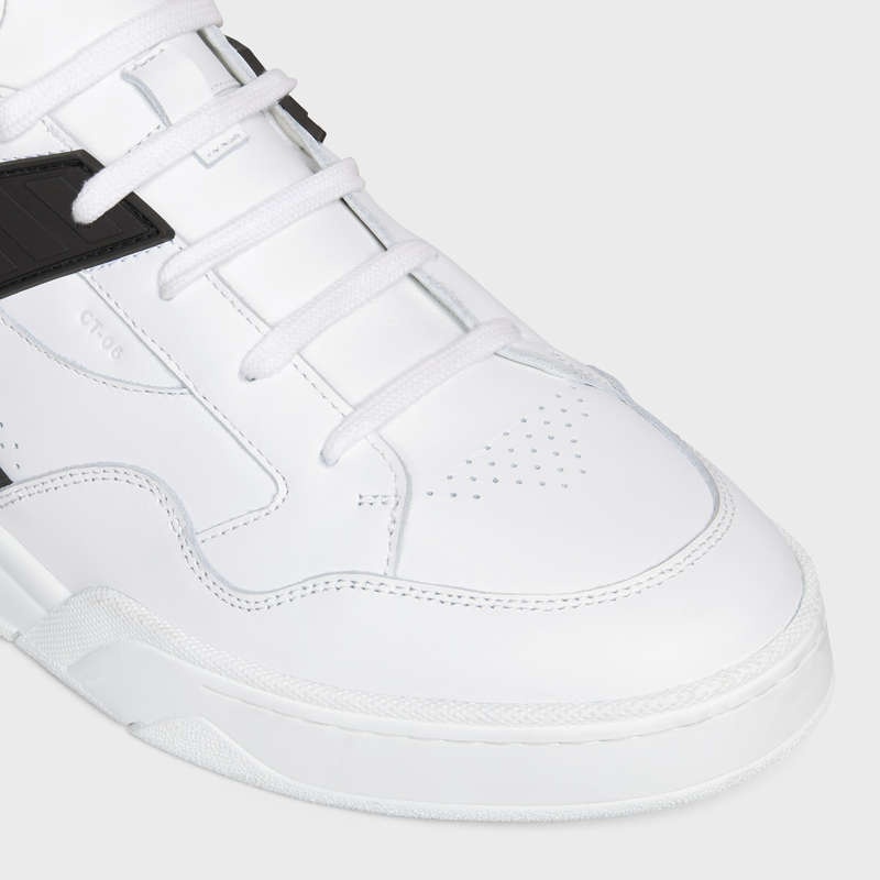 Celine C06 HIGH in CALFSKIN Sneakers Optic White / Black | CL-591909