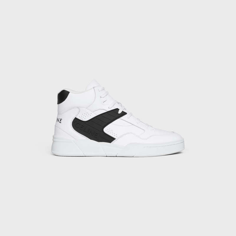 Celine C06 HIGH in CALFSKIN Sneakers Optic White / Black | CL-591909