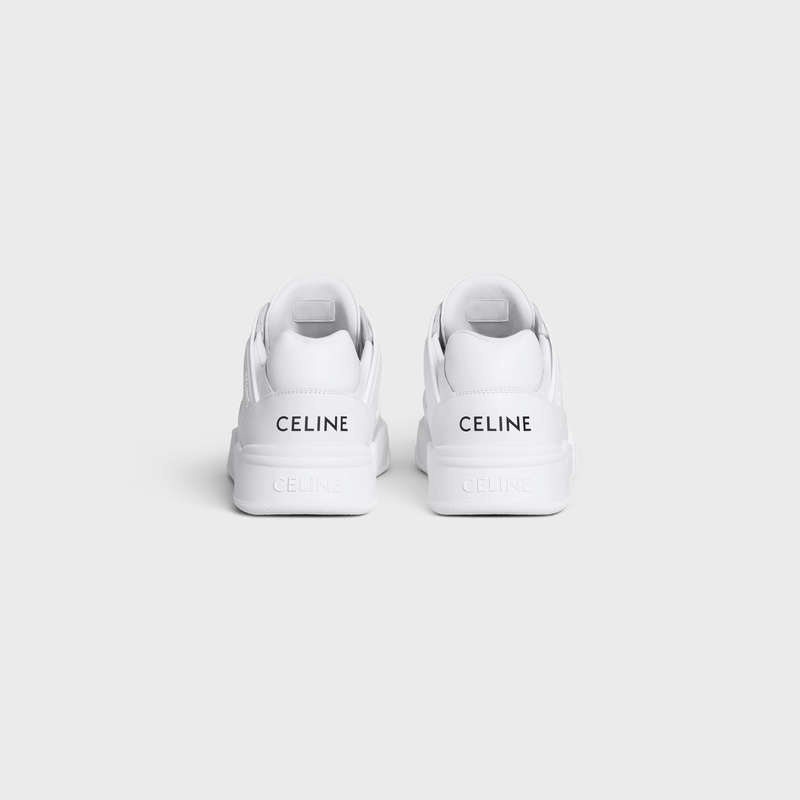 Celine C07 TRAINER LOW LACE-UP in CALFSKIN Sneakers Optic White | CL-591900