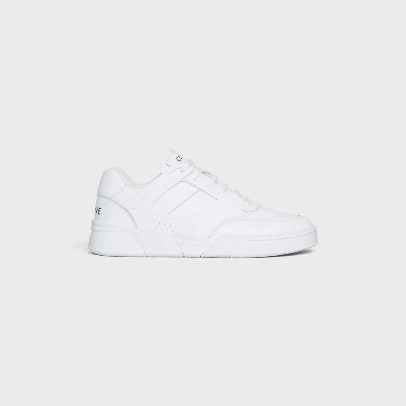 Celine C07 TRAINER LOW LACE-UP in CALFSKIN Sneakers Optic White | CL-591900