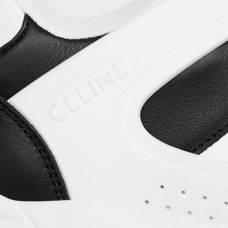 Celine C07 TRAINER LOW LACE-UP in CALFSKIN Sneakers Optic White / Black | CL-591897