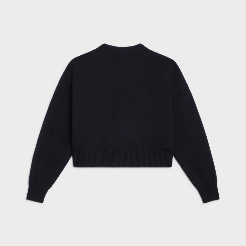 Celine CARDIGAN WITH GOURMETTE IN HERITAGE CASHMERE Knitwear Black | CL-592701