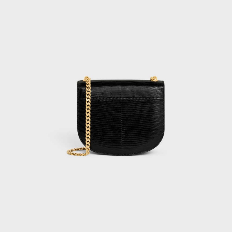 Celine CHAIN BESACE CLEA in Lizard Triomphe Black | CL-593225