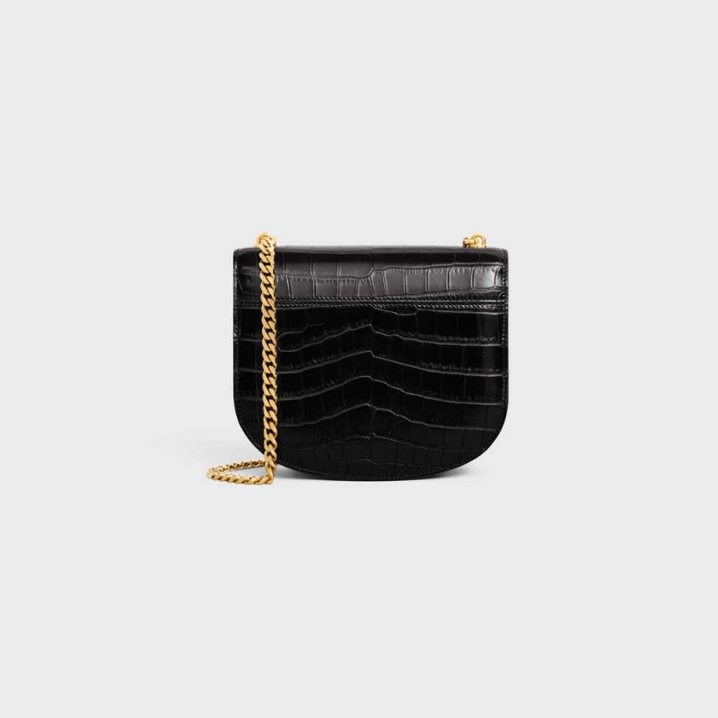 Celine CHAIN BESACE CLEA in Niloticus Crocodile Triomphe Black | CL-593224