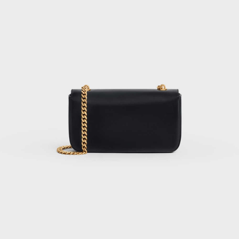 Celine CHAIN SHOULDER BAG CUIR in shiny calfskin Triomphe Black | CL-593233