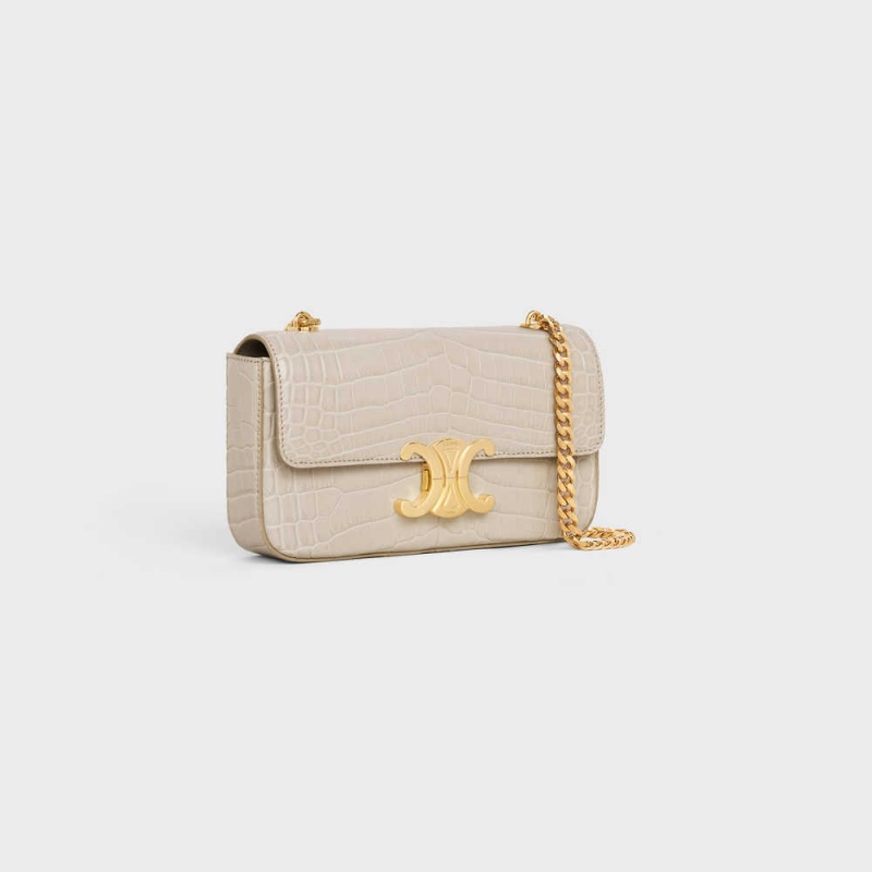 Celine CHAIN SHOULDER BAG in Niloticus Crocodile Triomphe Trench | CL-593237