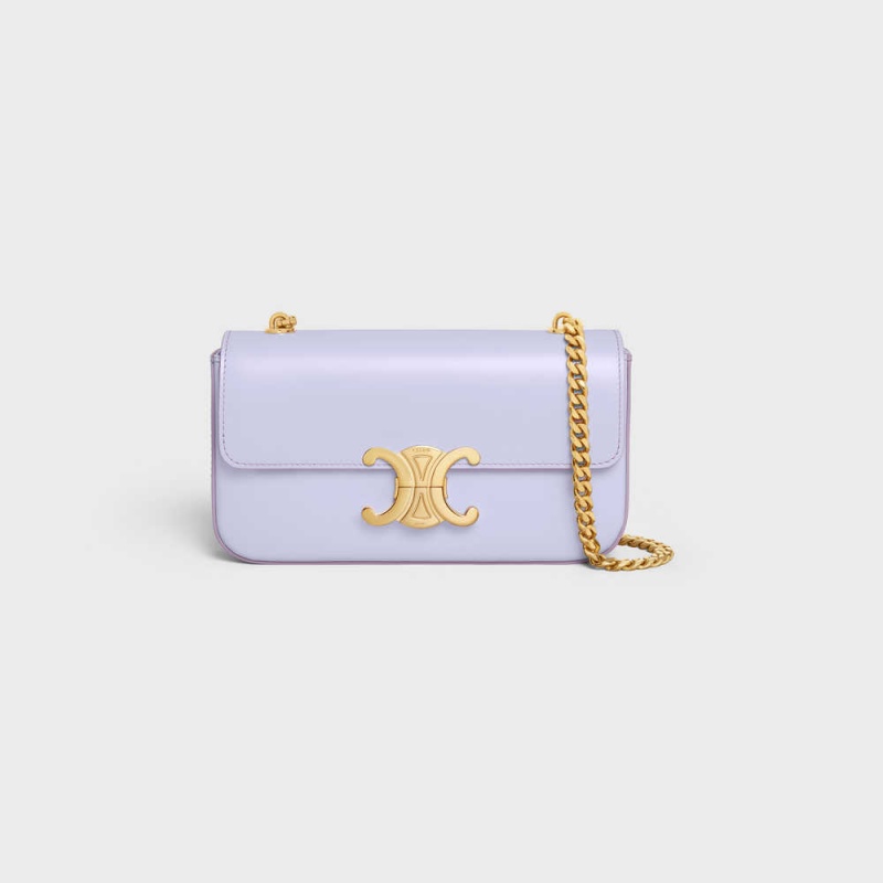 Celine CHAIN SHOULDER BAG in shiny calfskin Triomphe Light Lavender | CL-593232