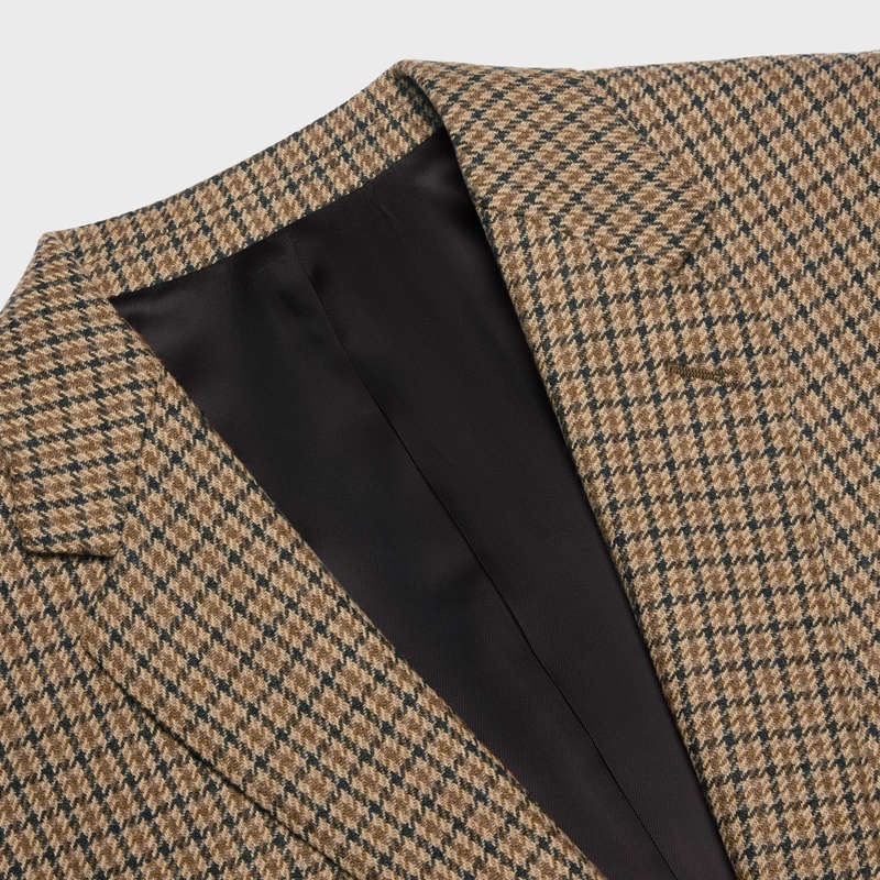 Celine CLASSIC IN CHECKED WOOL Jackets CAMEL/MARRON/BRUN | CL-591986