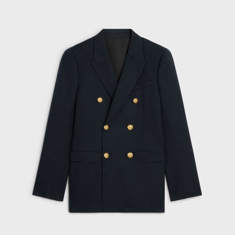 Celine CLASSIC IN DIAGONAL WOOL Jackets Navy | CL-591992