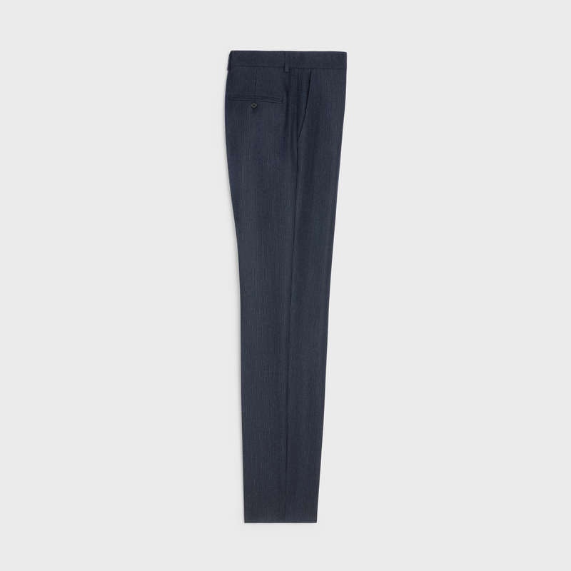 Celine CLASSIC STRIPED FLANNEL Trousers NAVY/CRAIE | CL-592026