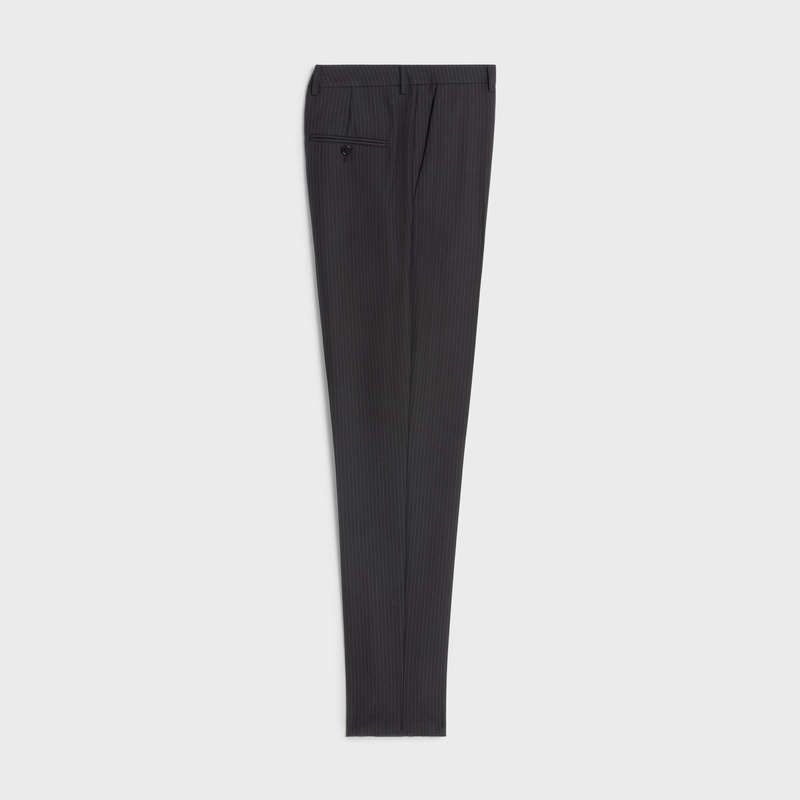 Celine CLASSIC STRIPED FLANNEL Trousers Noir/Gris | CL-592023