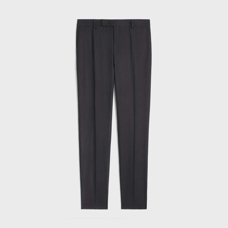 Celine CLASSIC STRIPED FLANNEL Trousers Noir/Gris | CL-592023