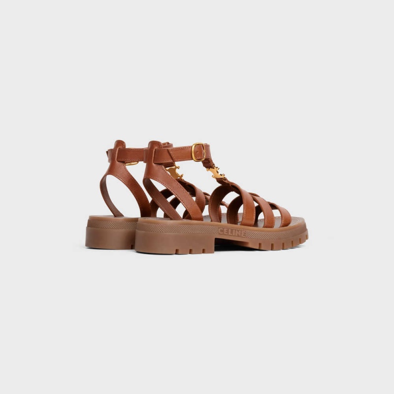 Celine CLEA TRIOMPHE GLADIATOR CHUNKY in CALFSKIN - VEGETAL TANNING Sandals Tan | CL-592574