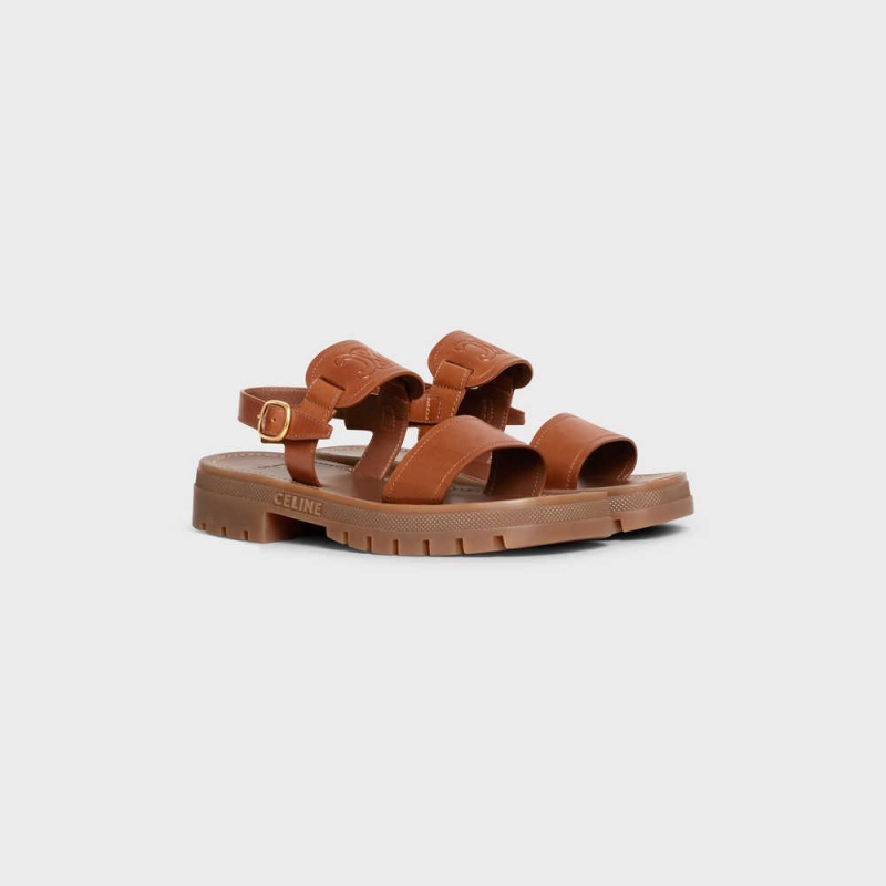 Celine CLEA TRIOMPHE in CALFSKIN - VEGETAL TANNING Sandals Tan | CL-592570