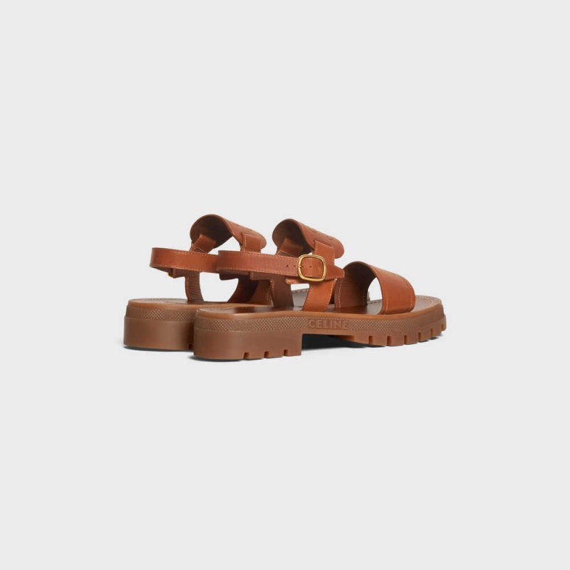 Celine CLEA TRIOMPHE in CALFSKIN - VEGETAL TANNING Sandals Tan | CL-592570