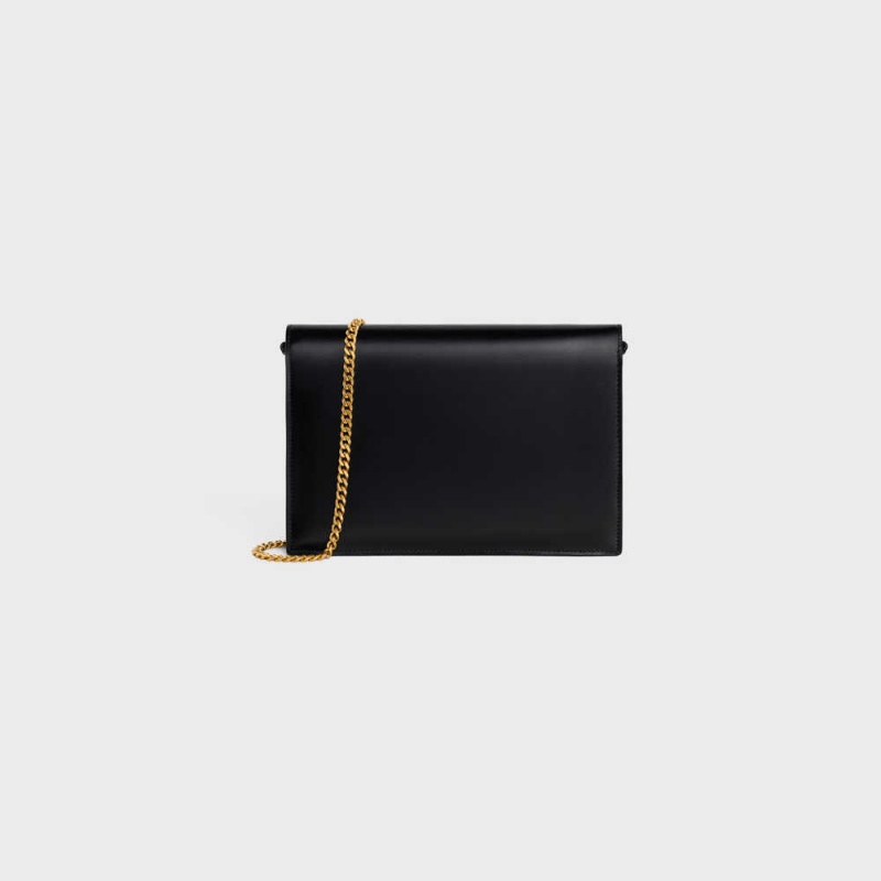 Celine CLUTCH SOIR TRIOMPHE in SHINY CALFSKIN Mini Bags Black | CL-593019