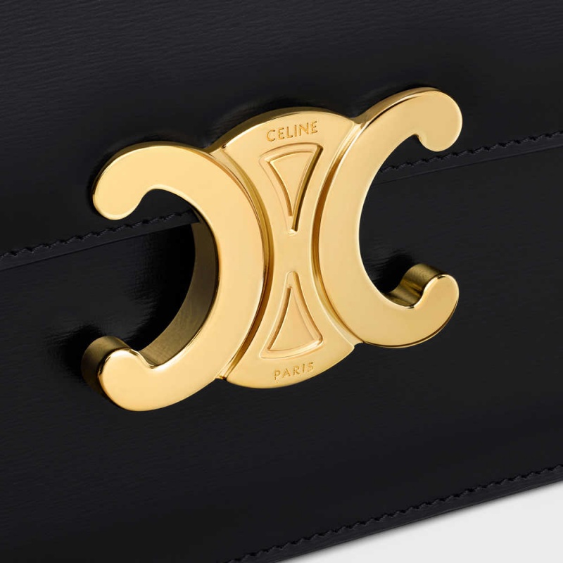 Celine CLUTCH SOIR TRIOMPHE in SHINY CALFSKIN Mini Bags Black | CL-593019