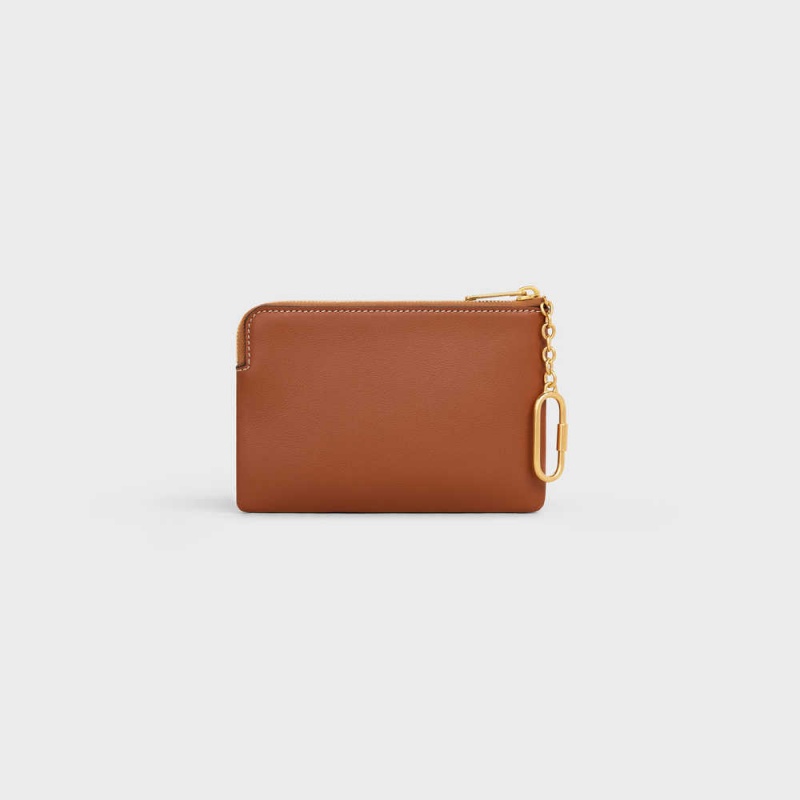 Celine COAND CARD POUCH CUIR TRIOMPHE SMOOTH CALFSKIN Card Holders Tan | CL-592951