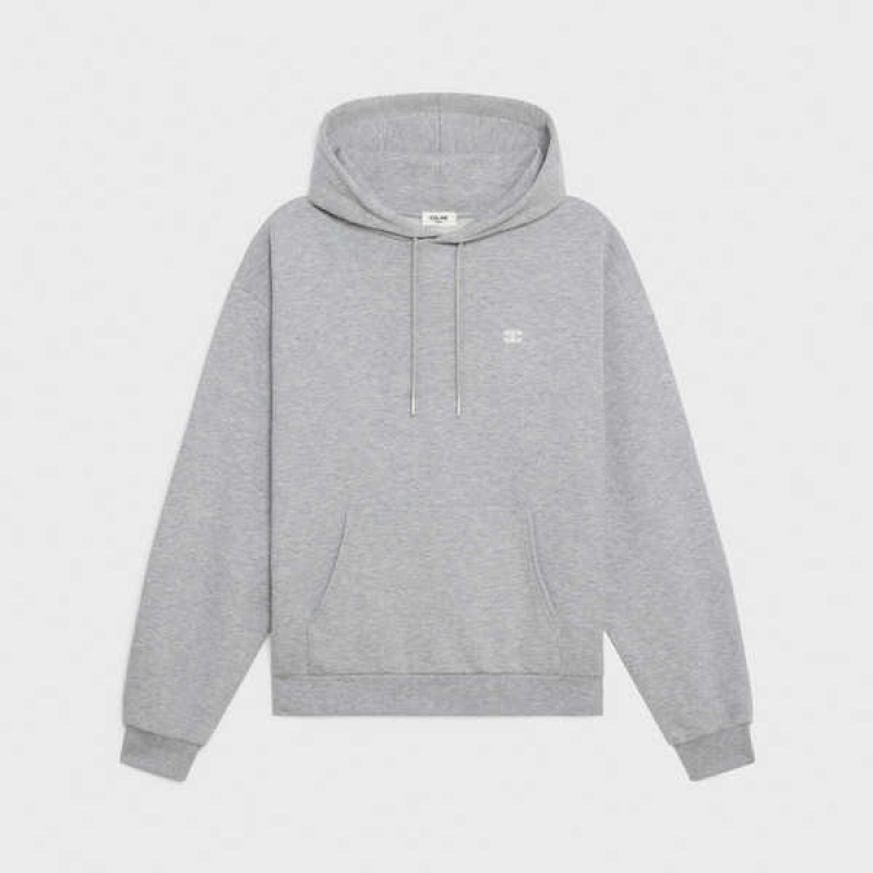 Celine COTTON/CASHMERE TRIOMPHE HOODIE Sweatshirts GREY / OFF WHITE | CL-592805