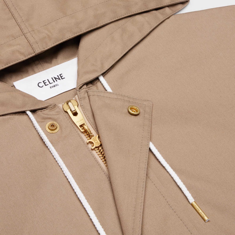 Celine CROPPED PARKA IN TECHNICAL COTTON Coats Beige | CL-592621