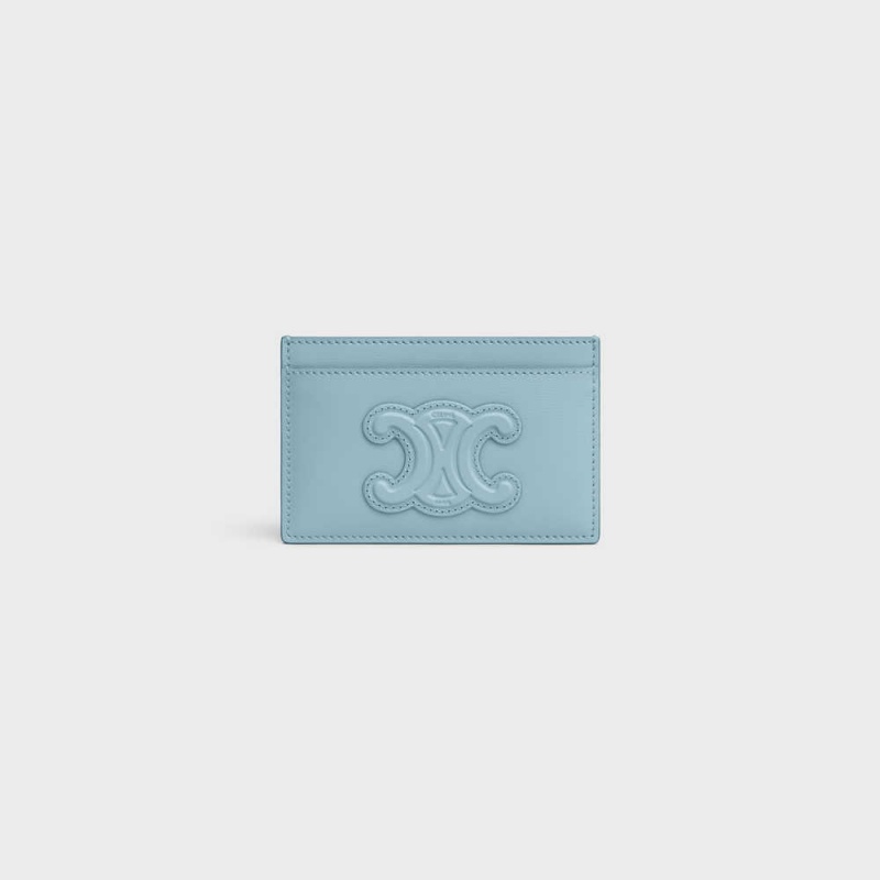 Celine CUIR TRIOMPHE SHINY CALFSKIN Card Holders California Blue | CL-592956