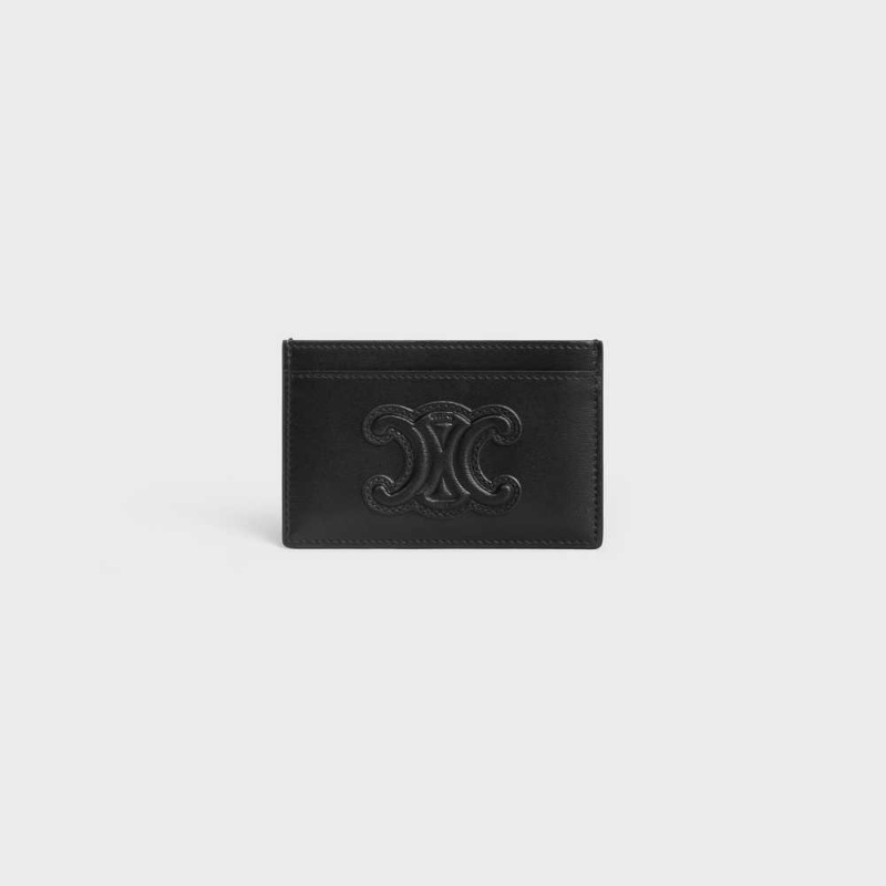 Celine CUIR TRIOMPHE SHINY CALFSKIN Card Holders Black | CL-592954