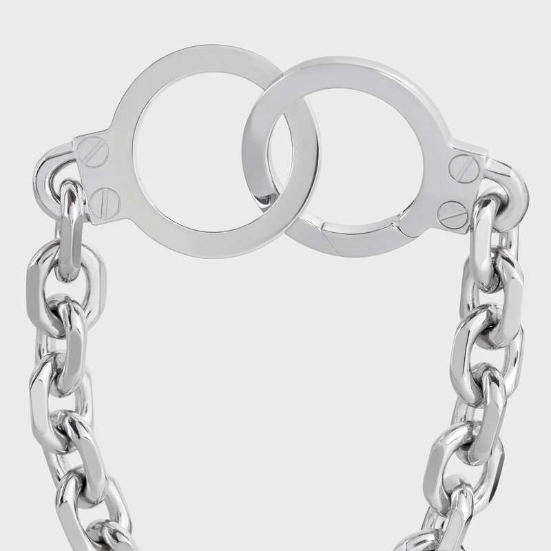 Celine Chaîne Triomphe Golden Handcuff in Sterling Silver with Rhodium finish Bracelets Silver | CL-591657