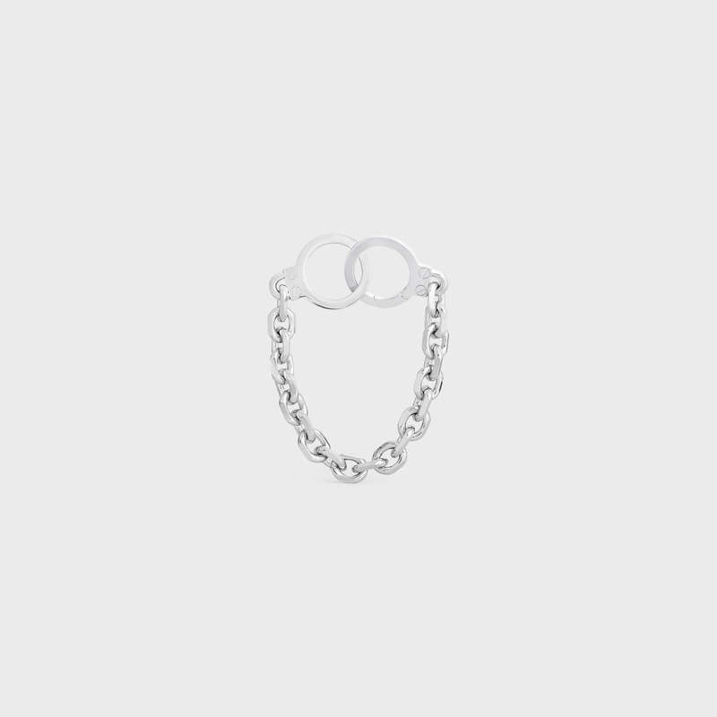 Celine Chaîne Triomphe Golden Handcuff in Sterling Silver with Rhodium finish Bracelets Silver | CL-591657