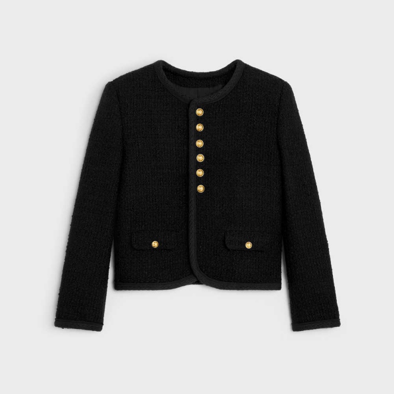 Celine Chasseur in bouclette natté Jackets Black | CL-592638