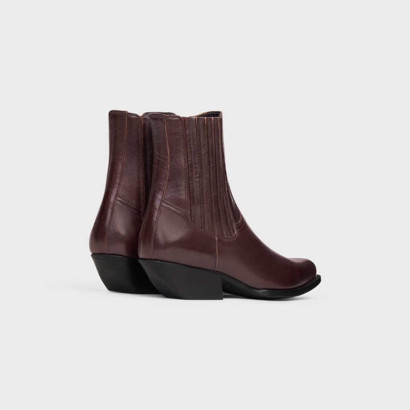 Celine Chelsea Cruiser in Calfskin Boots Dark Burgundy | CL-592488