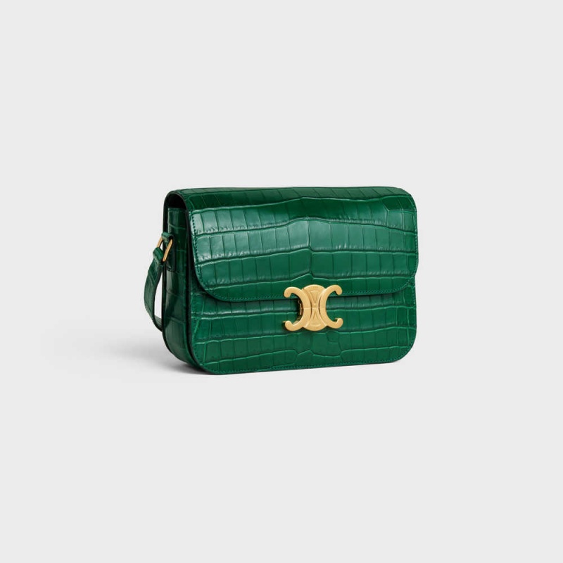 Celine Classique Bag in Niloticus Crocodile Triomphe Green | CL-593190