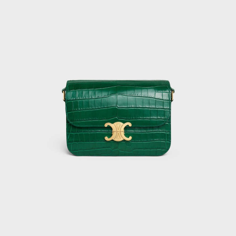 Celine Classique Bag in Niloticus Crocodile Triomphe Green | CL-593190