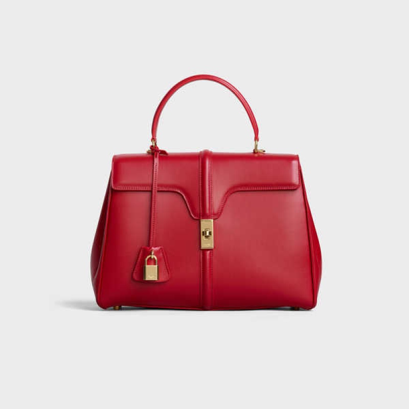 Celine Classique Bag in satinated calfskin 16 Red | CL-593280