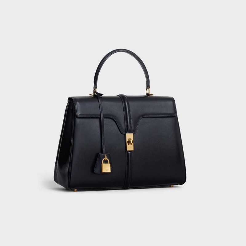 Celine Classique Bag in satinated calfskin 16 Black | CL-593278