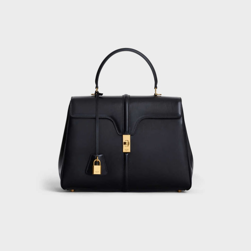 Celine Classique Bag in satinated calfskin 16 Black | CL-593278