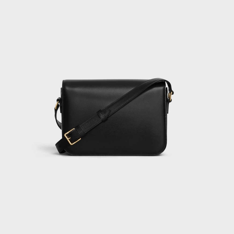 Celine Classique Bag in shiny calfskin Triomphe Black | CL-593183