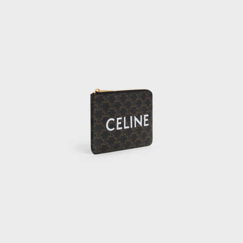 Celine CoAnd Card Pouch Triomphe Canvas Card Holders Black | CL-592957