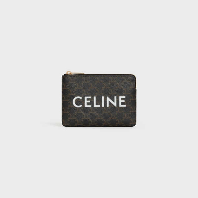 Celine CoAnd Card Pouch Triomphe Canvas Card Holders Black | CL-592957