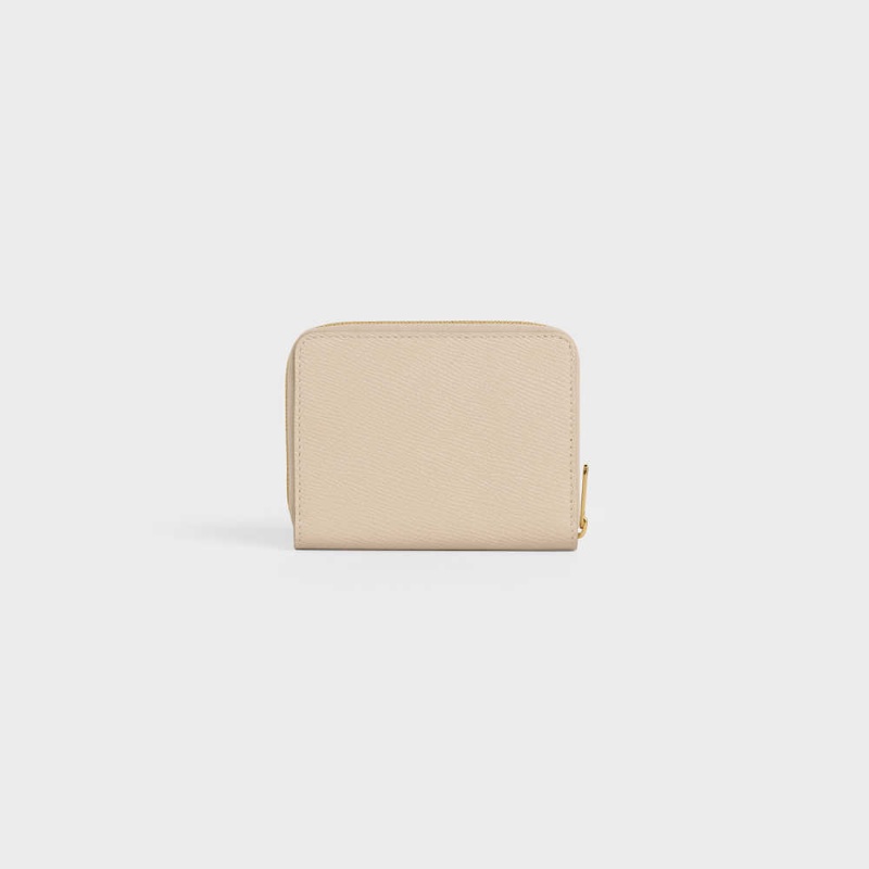 Celine Compact zipped in Grained calfskin Wallets Nude | CL-592999