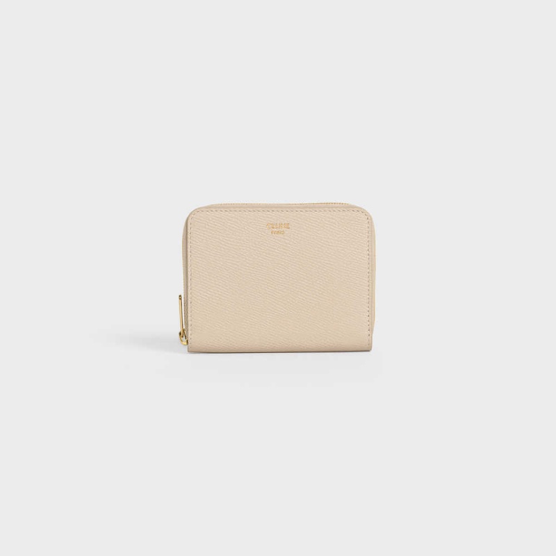 Celine Compact zipped in Grained calfskin Wallets Nude | CL-592999