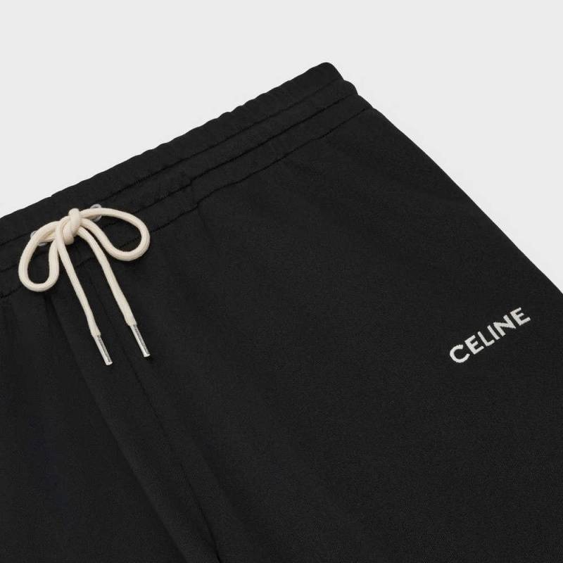 Celine DOUBLE-FACED JERSEY JOGGERS Shorts Black / white | CL-592751