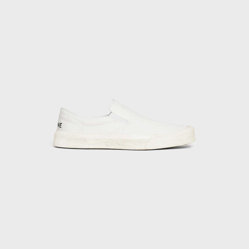 Celine ELLIOT SLIP-ON in Canvas Sneakers Off White | CL-591914