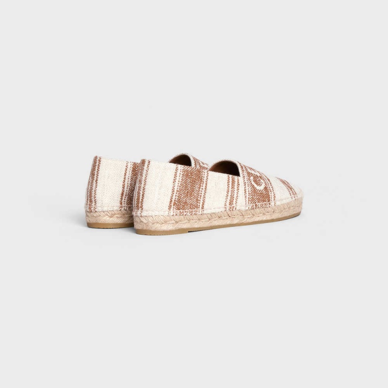 Celine FLAT ESPADRILLE with celine SIGNATURE in CANVAS Loafers Beige/Brown | CL-592539