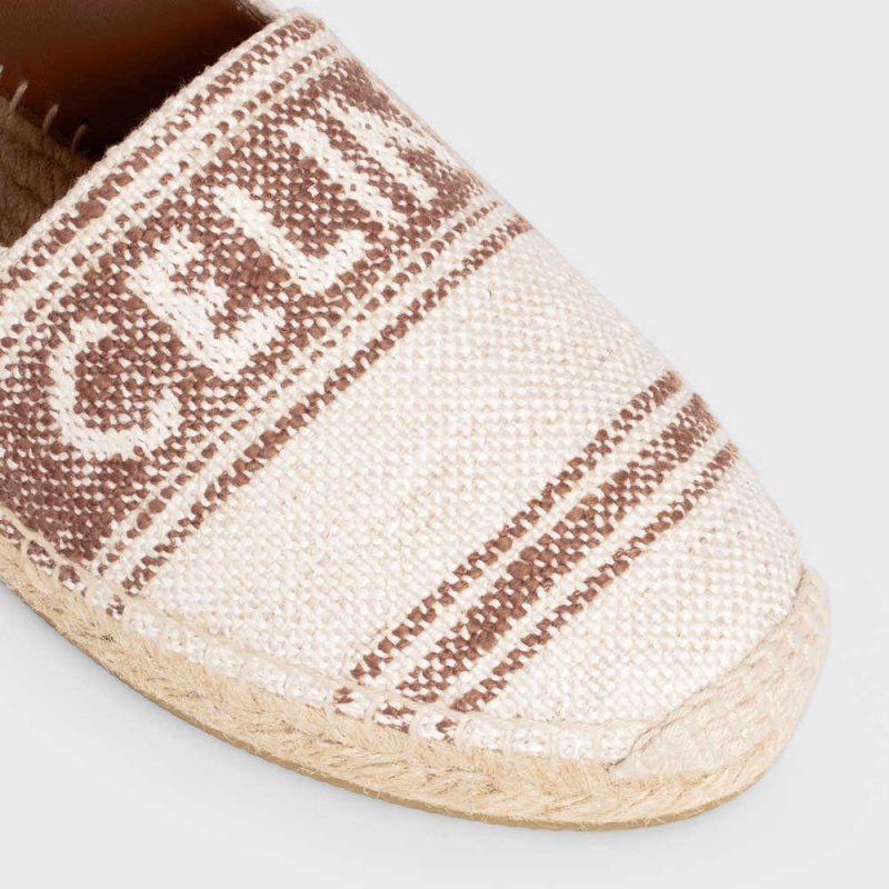 Celine FLAT ESPADRILLE with celine SIGNATURE in CANVAS Loafers Beige/Brown | CL-592539