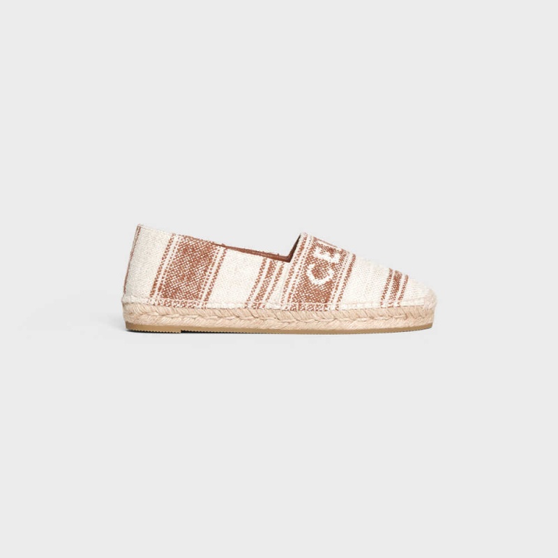 Celine FLAT ESPADRILLE with celine SIGNATURE in CANVAS Loafers Beige/Brown | CL-592539