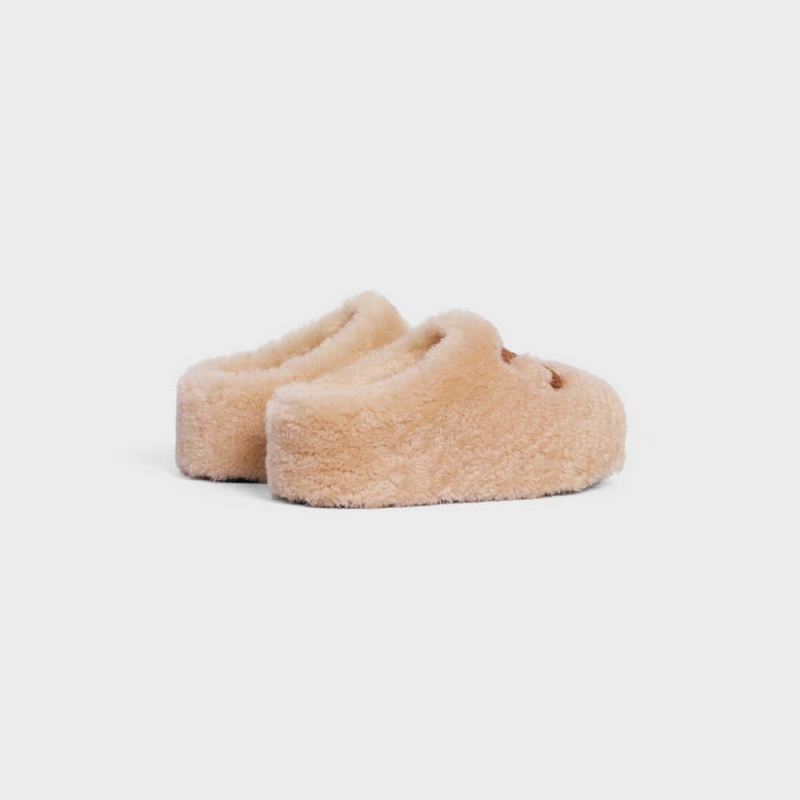 Celine FUR MULE in SHEARLING Loafers Cream | CL-592537